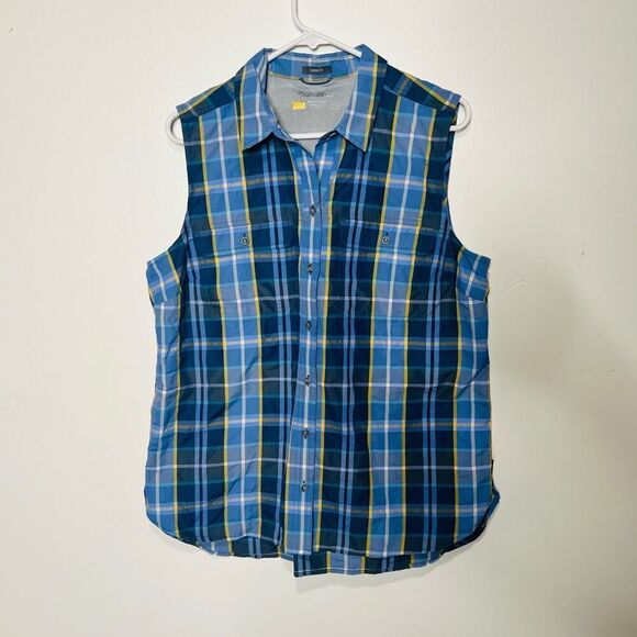 Eddie Bauer Travex Classic Fit Sleeveless Plaid Tank Top Collared Hiking Outdoor - Picture 1 of 11